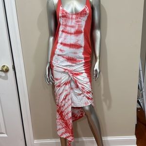 Young fabulous & broke tie dyed dress high low coral white dress size S Small
